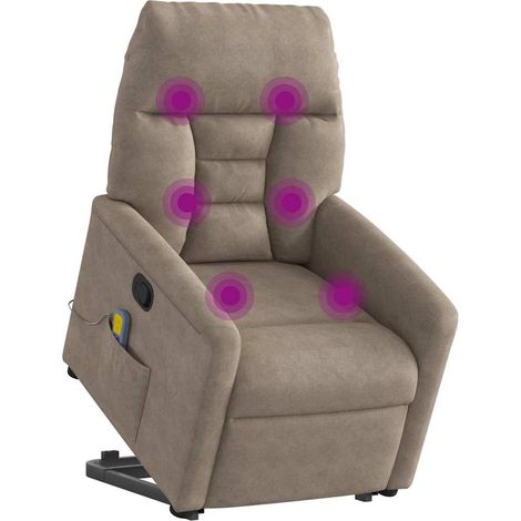 Fauteuil inclinable de massage taupe tissu microfibre vidaXL (1/5)