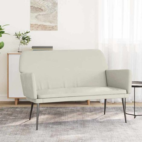 Sitzbank Creme 108x79x79 cm Samt