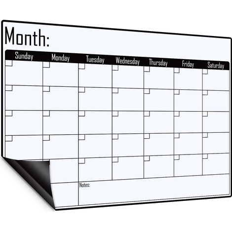 Tableau Magnétique Mensuel Effaçable, 16"×12" pour Liste de Courses et Planning, Tableau Blanc Aimanté pour Réfrigérateur et Cuisine