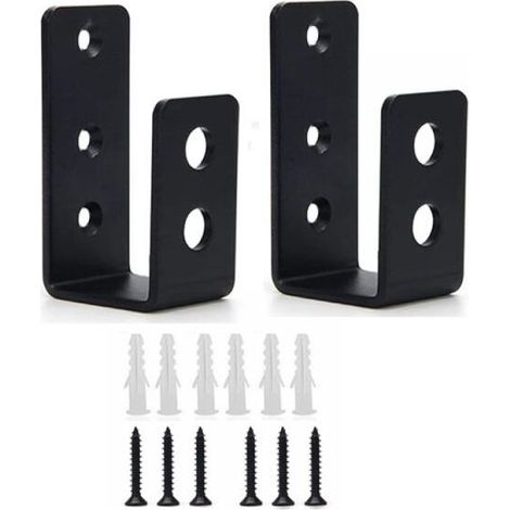 2 Pack Heavy Duty Steel Door Brackets, U Shaped Brackets for Open Bar Frames, U Shaped Security Bars (1/5)