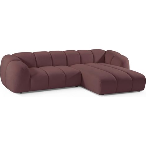 Selsey Millma - Canapé d'angle - 300 cm - velours rose (1/5)
