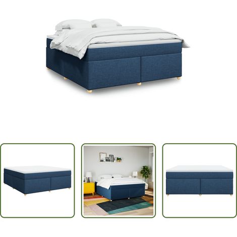 Matelas à ressorts ensachés -  Sommier à lattes de lit avec matelas Bleu 180x200 cm Tissu (1/5)