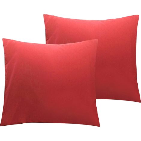 ZOLGINAH Lot de 2 Taies d'oreiller en Microfibre avec Fermeture éclair, Taie d’Oreiller Facile à Laver et Super Doux, 50x75cm, Rouge Vineux (1/5)