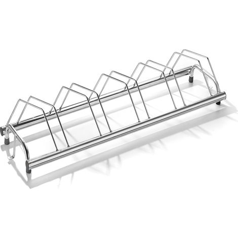 Andrys - Soporte para Bicicletas de Suelo Inclinado, Sin Tapones, Galvanizado en Frío, Color Plata, 150 x 42 x 40 cm, 5 Puestos (1/5)