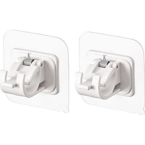 Lot de 2 Supports de Tringle à Rideau sans perçage, Crochets Auto-adhésifs pour Tringle à Rideau, cintres pour Salle de Bain, Cuisine, Maison, Salle de Bain et hôtel (Blanc) (1/5)