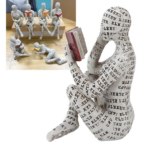 Figurine Femme en Résine Lisant - Décoration Étagère Livre Originale pour Intérieur Créatif (1/5)