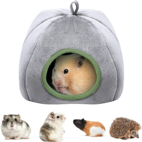 Cuccia invernale piccola per piccoli animali, morbida cuccia per ricci, porcellini d'India con cuscino rimovibile, adatta anche a criceti, scoiattoli, furetti, ratti e cincillà, 21 cm x 20 cm x 19 cm