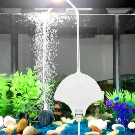 Pompe à Air pour Aquarium Ultra-Silencieuse pompe aquarium 1.8W et performant oxygène pompe pour 5 à 60L de aquarium Tank (Blanc) (1/4)