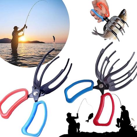 2 paquets de pinces à poissons à 2/3 griffes : pince de pêche en métal pour contrôler les poissons, pince à trois dents adaptée à la plupart des poissons d'eau douce, résistante à l'usure (1/5)