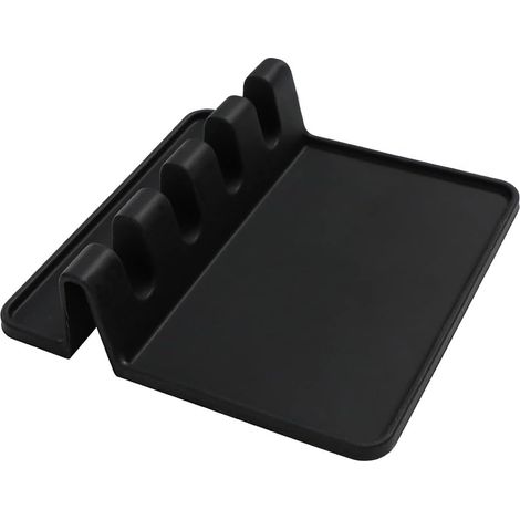 Repose-cuillère de cuisine, repose-cuillère en silicone, couvercle pour louche et spatule, support en silicone avec égouttoir, outil de protection pour plan de travail, crédence et plaque de cuisson ( (1/5)