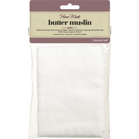 Muselina de mantequilla casera Home Made Butter Muslin, tela de algodón para colar, ideal para hacer queso, filtrar líquidos, color blanco, 100% natural