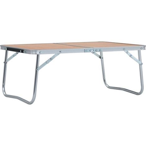 Table de camping pliante en aluminium marron, 60 x 40 cm (1/5)