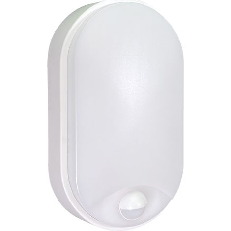 Hublot LED Ovale Blanc, 12W, 1200 lumens, IP65, couleurs réglables 3000/4000/6500, détecteur de mouvement, garantie 5 ans - Tibelec (1/5)