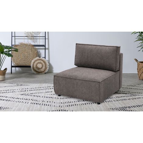 BOBOCHIC - Chauffeuse 1 place pour canapé modulable NIHAD tissu velours côtelé Marron (1/3)