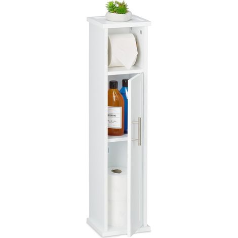 Mueble de baño estrecho con portarrollos de papel higiénico
