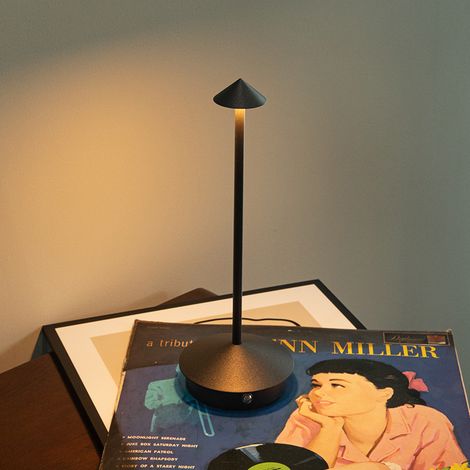 Pina Pro-aluminium LED-bordslampa, dimbar, intérieur/extérieur, fiche UE, finition Corten (1/2)