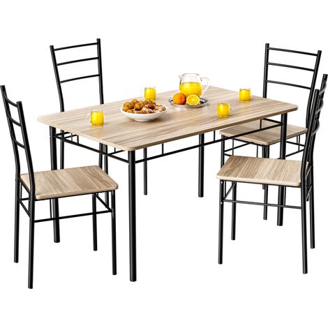 Juego de comedor de 5 piezas acabado roble 110 x 68 cm 230797504 (1/5)