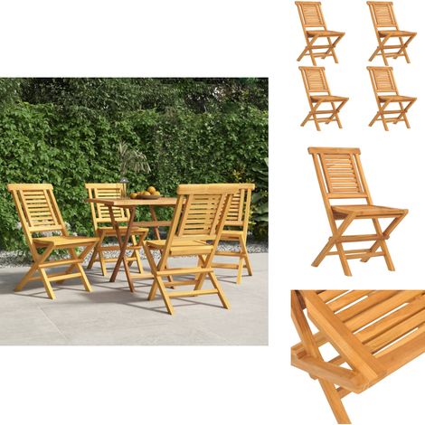 Gartenstühle 4 Stk. Klappbar 47x63x90 cm Massivholz Teak - Teakholzgartenstuhl - Klappbarer Gartenstuhl - Gartenstuhl Set - Outdoor Möbel - Balkonmöbel (1/5)