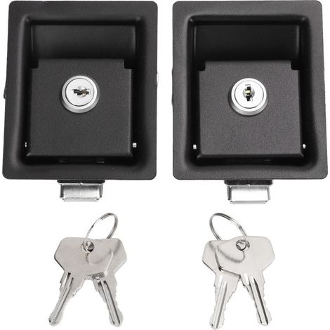 Verrou de poignée de caravane en 2 pièces, en acier au carbone et alliage de zinc, intégré au panneau, pour coffre à outils et armoire, convient aux remorques et aux voitures. (1/5)