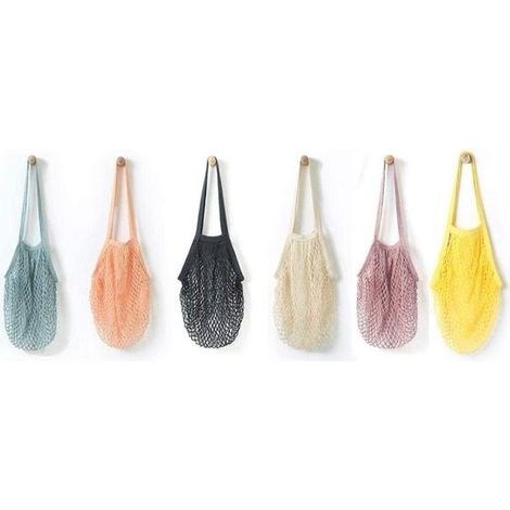 Bolsas reutilizables para frutas y verduras (6 unidades)，6 unidades，amarillo，morado，negro，beige，azul，rosa，gris