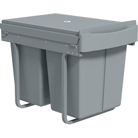 CHICFURN Poubelle extractible double 2x20L gris métal sous évier (1/5)