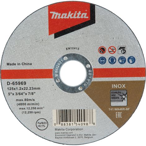 MAKITA D-65969-10 Edelstahl-Trennscheiben. 125x10x22 (10 Stück)