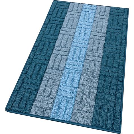 Tapis de Cuisine Tissage 3D Bordé Absorbant Antidérapant En Différentes Tailles Bleu - 50x80 cm (1/4)