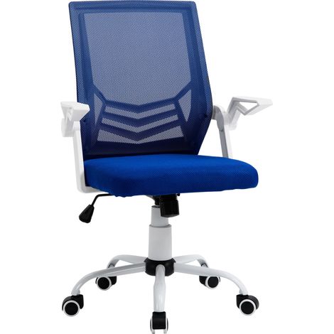 Fauteuil de bureau dossier filet bleu charge 120kg appui lombaire accoudoirs rabattables inclinable hauteur réglable pivotant (1/5)