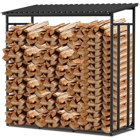 Jiubiaz scaffale per legna da camino aiuto per impilare 185x70x185cm in metallo deposito per legna da ardere (1/5)
