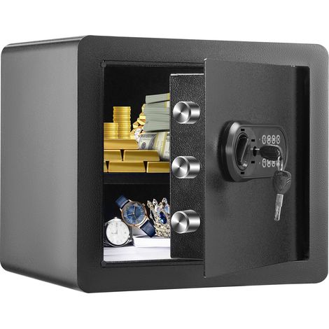 Coffre-fort domestique 33,9 L en acier avec clavier numérique et clés, armoire ignifugée pour protéger argent et bijoux, 40,1 x 30,0 x 35,1 cm (1/5)