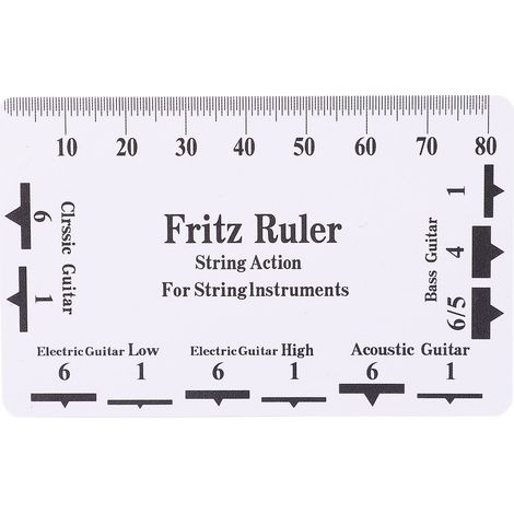Einstelllehre für die Saitenhöhe bei Bassgitarren, Kunststoffwerkzeug für Gitarrenbauer zur Messung der Saitenlage (1/5)