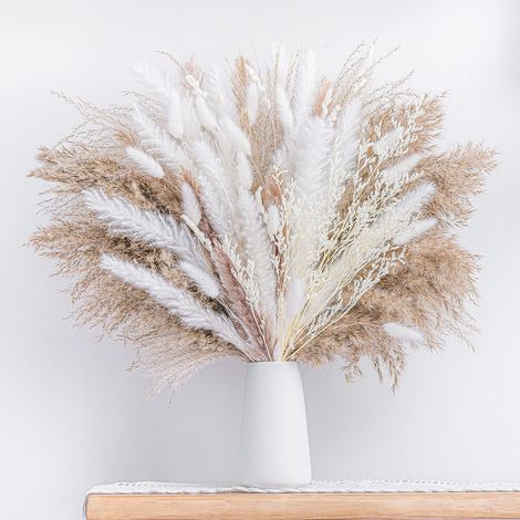 Bouquet D'herbe De Pampa Séchée - Décoration Boho Pour Intérieur - Idéal Pour Mariages Et Arrangements Floraux - Lot De 1