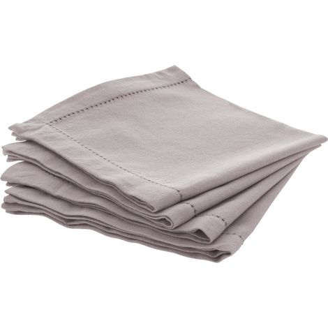 4er-Set Servietten Chambray - hellgrau 40 × 40 cm