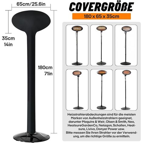 Housse Chauffage Exterieur Terrasse, 180x65x35cm, 600D Housse Chauffage Terrasse Fermeture Cordon de serrage, Protection Parasol Chauffant (1/3)