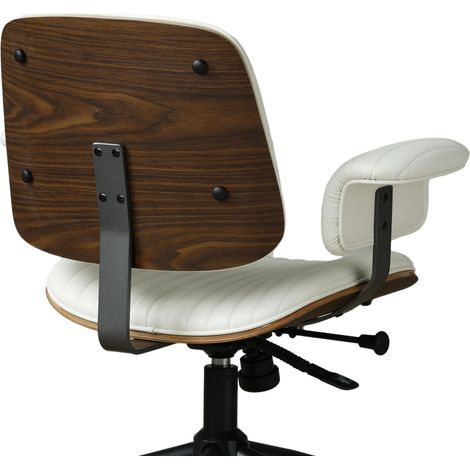 Silla de oficina 73x59x87 cm de polipiel beige y metal, giratoria – MEUBLIV (1/5)