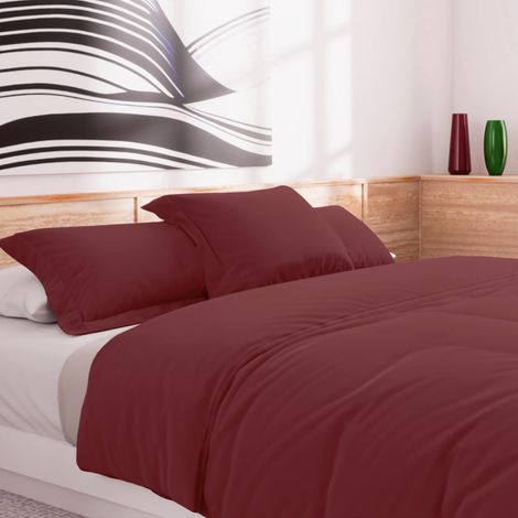 Housse de Couette en Coton 57 Fils 240x220 cm Uni Brique (1/3)