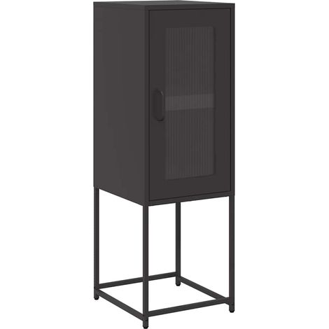 Buffet Meuble de rangement noir 36x39x107 cm acier laminé à froid (1/5)