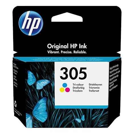 Cartouche d'encre HP 305 – 3 couleurs – Compatible avec HP DeskJet 2700, 4100, Envy 6000 – Impression de qualité supérieure – Liderpapel