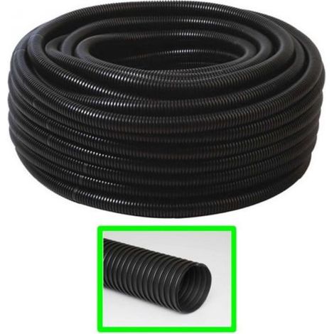 Tubo corrugato in PVC, ⌀25mm, nero, classificazione 33212, 50 metri, serie TC15 - Elettrocanali ECTC1525