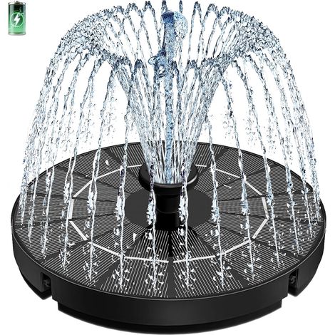 Fontaine Solaire Flottante 3.5W avec Batterie 2000mAh, Solaire Flottant Extérieur Fontaine Pompe Bassin Solaire avec 8 Buses (1/5)