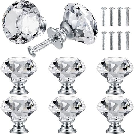Stück Kristall-Türknöpfe, Diamantgriffe, Diamant-Möbelgriffe, Schrankknöpfe, Schubladengriffe, Küchenknöpfe – 30 mm