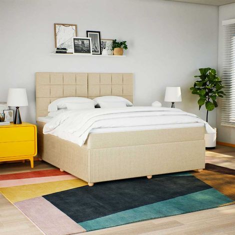 Boxspringbett mit Matratze Creme 180x200 cm Stoff (1/5)