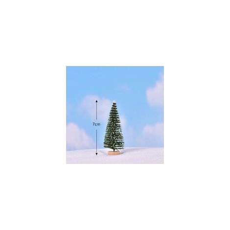 Set di 6 mini alberi di Natale artificiali con, piccoli alberi di Natale artificiali per decorazioni festive interne, Albero con fiocchi di neve floccati - 7 cm (1/5)