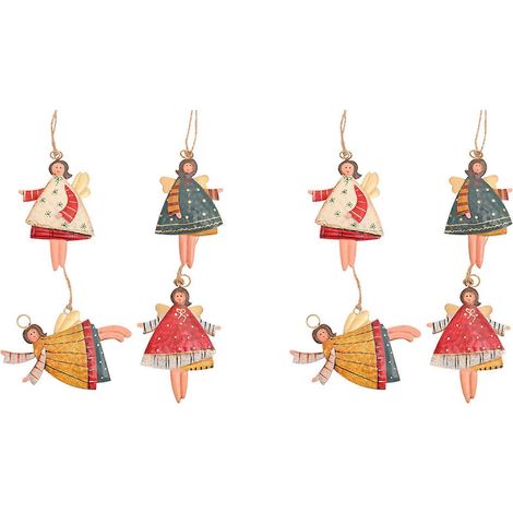Lot de 8 pendentifs anges dansants en métal pour sapin de Noël, décorations à suspendre pour la maison et les fêtes. (1/5)