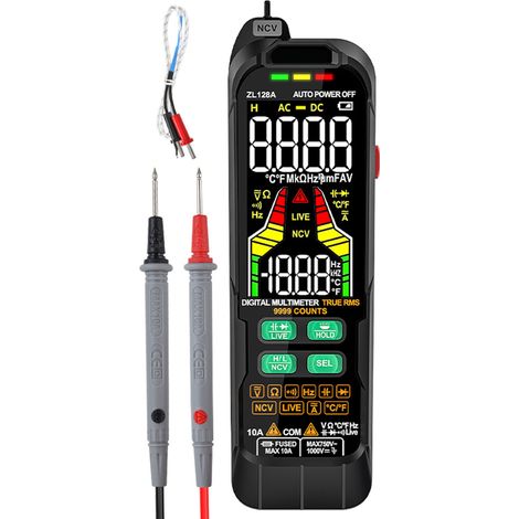 Nannigr Multimètre digital ZL128A NCV, torche, sans piles