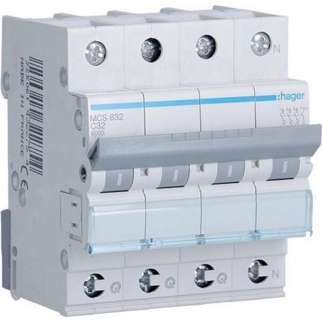 Hager LS-SCHALTER 3P+N 32A-C6KA 4PLE (MCS632 QUICK CONNECT)
