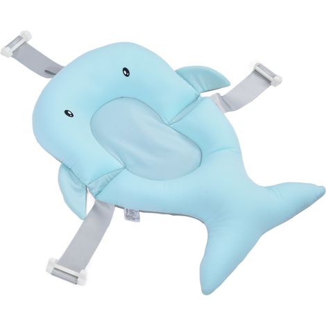 Coussin de bain pour bébé avec système de rotation à 3 positions et drainage rapide, pour nouveau-né de 0 à 6 mois, bleu clair. (1/5)
