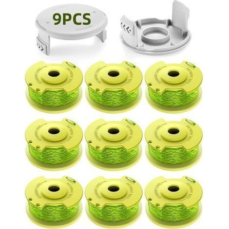 Updated Spool Trimmer Pack of 11 for Ryobi One +18V, 24V, 40V, Ø2.0mm and 3.4m Length AC14RL3A Trimmer (9 Spools, 2 Caps) (1/5)
