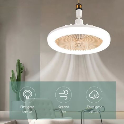 Ventilateur plafond avec Lumière et Telecommande, LED Ventilateur Dimmable Plafonnier avec 30W E27 Lampe Intégrée, Aromathérapie (1/4)