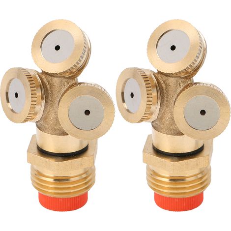 2PCS G1/2 Tête de Buse d'Arrosage Haute Pression 3 Trous avec Filtre Maille en Cuivre pour Jardin (1/5)